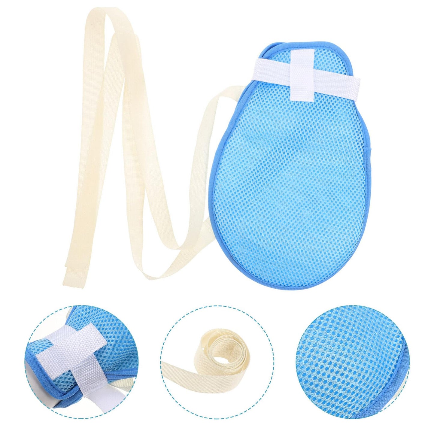 GLEAVI 1pcs Dementia Restraint Glove: Finger Control Mitt Safety Hand Gloves Hand Restraint Mitts Anti-Scratch Dementia Products for Patients Elderly Blue