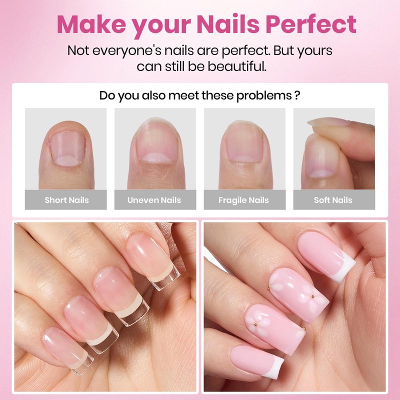 Beetles Gel Nail Tips Flat-X - Square Coffin Short, 320pcs 16 Sizes, Pre-Etched Half Matte Full Cover Soft Acrylic False Nail Tips Easy DIY Press on Nail Extension Salon for Flat & Natural Nail Beds