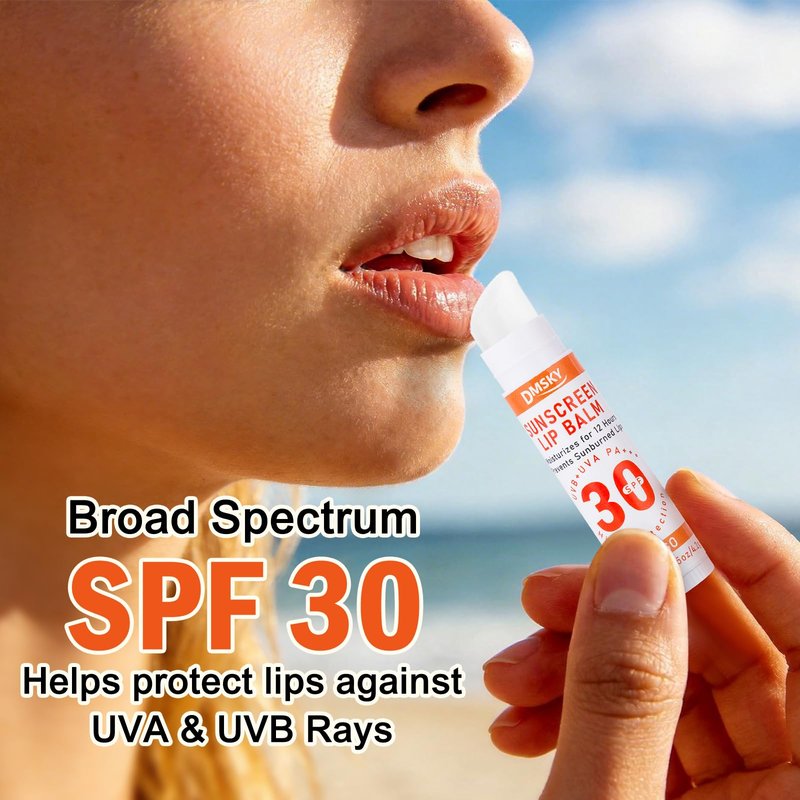 DMSKY SPF 30 Sunscreen Lip Balm 40 Pack, Broad Spectrum UVA/UVB Sun Protection Lip Care with Vitamin E and Beeswax, SPF Lip Balm Travel Size-10 Flavors