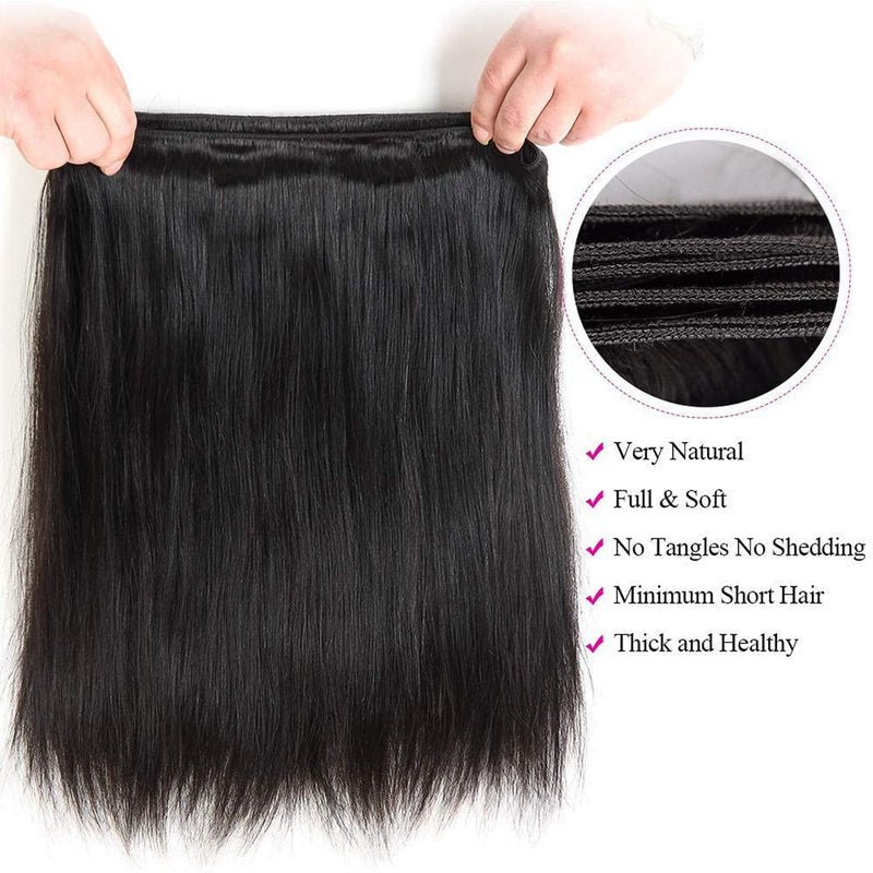 30-Inch 10A Straight Human Hair Bundle - 100% Unprocessed Brazilian Virgin Weave