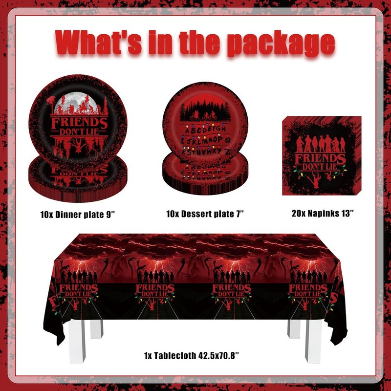 Red & Black Birthday Party Decorations Set | 20 Paper Plates, 20 Napkins & Waterproof Tablecloth by [Brand Name]