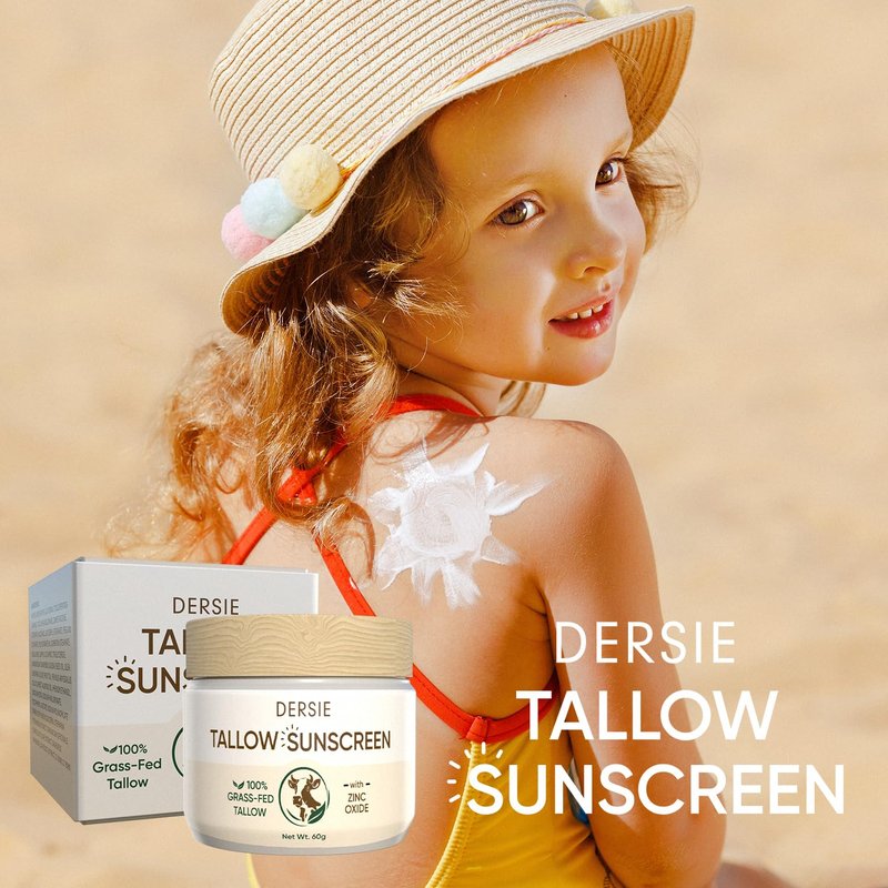 Dersie Tallow Sunscreen SPF 50 – Mineral UV Defense with Non-Nano Zinc Oxide – Face & Body Sun Protection for Adults & Kids – with 100% Grass-Fed Beef Tallow for Skin Comfort (2.1 oz)