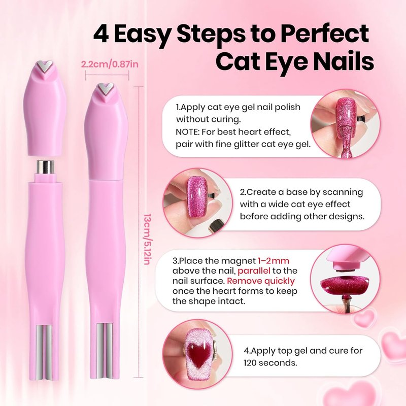 Beetles Cat Eye Magnet for Nails - 3-in-1 Magnetic Nail Art Tool for Gel Polish | Heart, French, Stripe Effects
