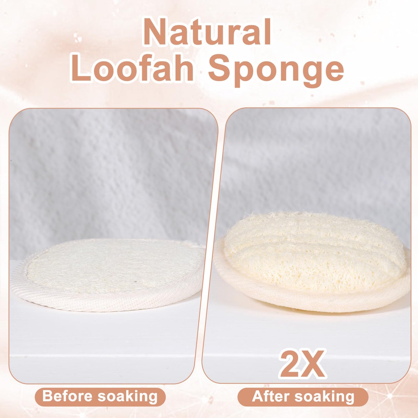 4 Pcs Natural Loofah Sponge, Luffa Exfoliating Body Scrubber for Women Men Bath Loofah for Body and Face Made with Shower Luffa Sponge