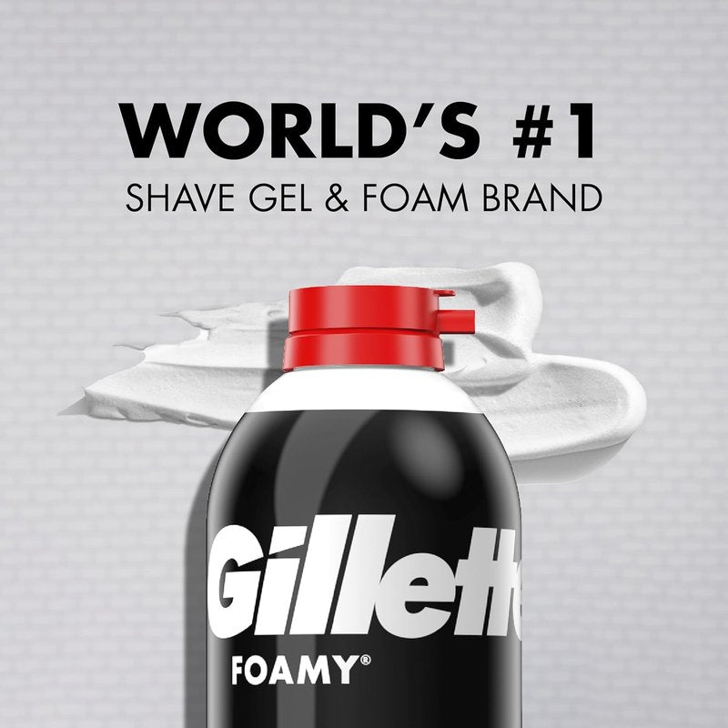 Gillette Foamy Shaving Cream - Regular Formula, 11 oz Each | Pack of 12 for Smooth Shaves