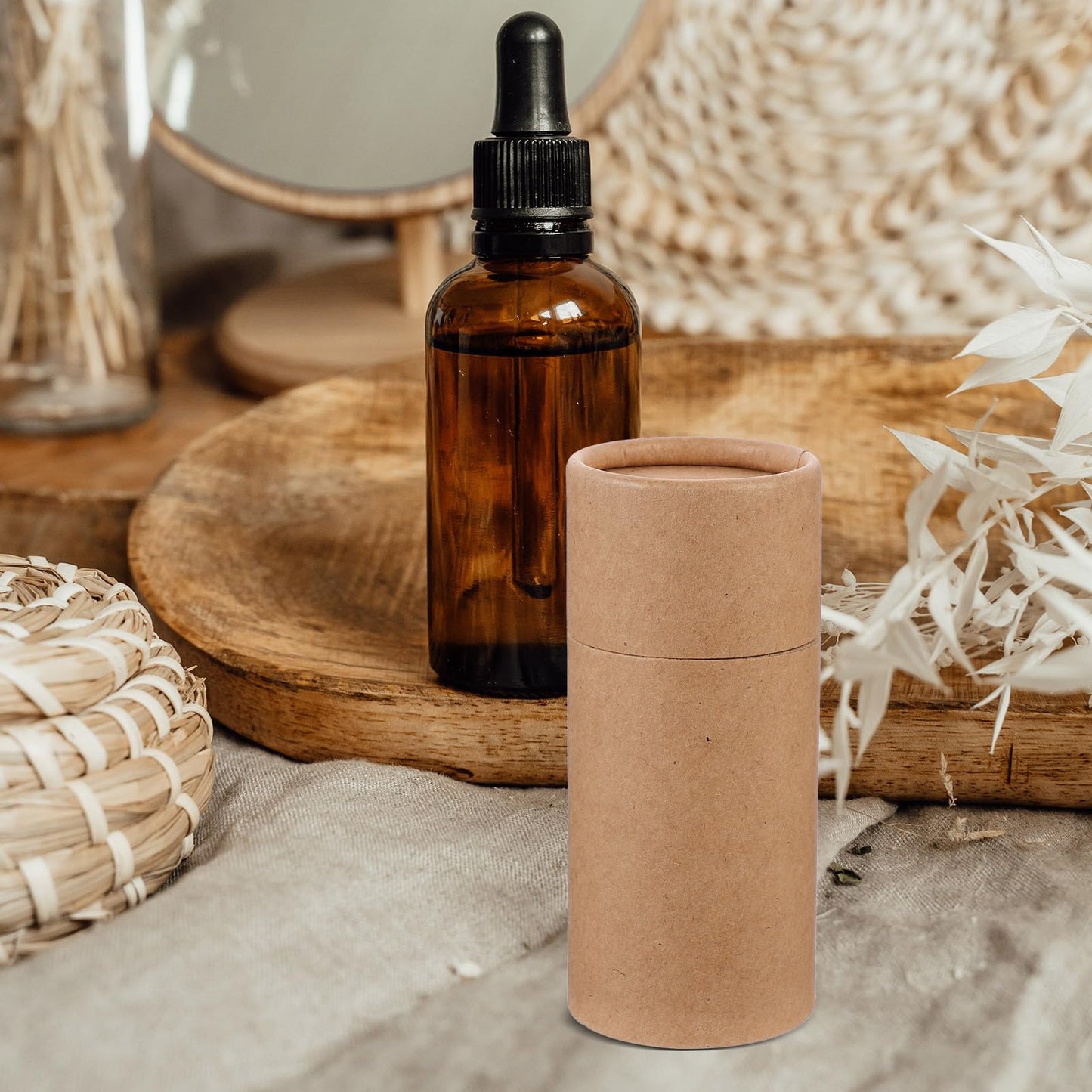 Hemoton 30Pcs Kraft Paper Cylinder Gift Boxes 5.27X6.85X2.28In Cardboard Packaging for Essential Oil Bottles Tea Incense Storage and Craft Supplies