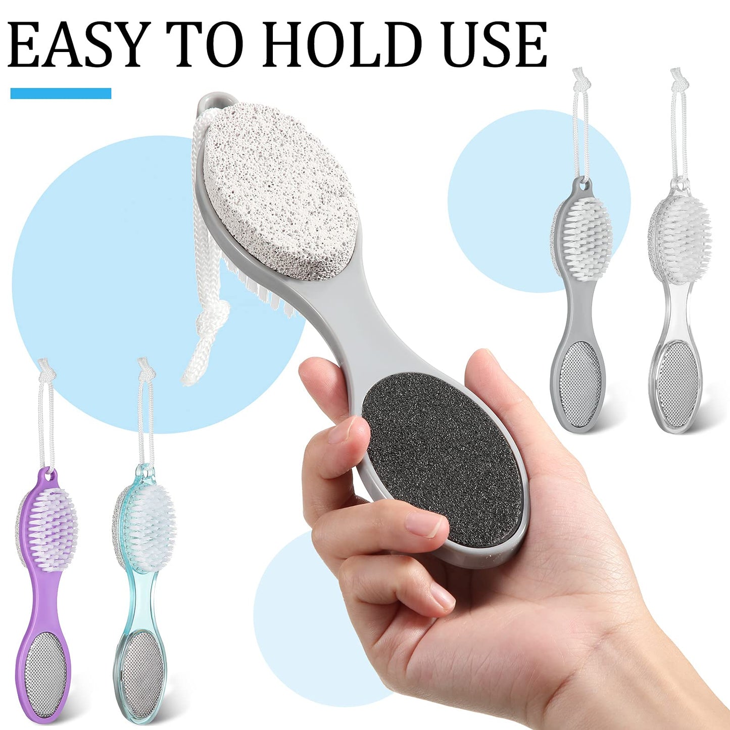 Sieral 4 Pcs Foot Scrubber 4 in 1 Feet Brush for Use in Shower with Pumice Stone, Foot Rasp and Sandpaper, Feet Scrubber Brush for Dead Skin and Shower, Skin Remover