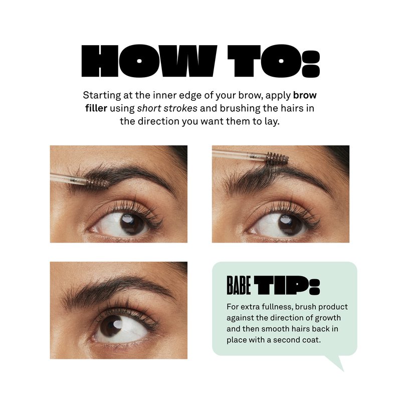 Babe Original Volumizing Eyebrow Filler For Thicker Brows - Tinted Brow Gel with Peptides & Biotin, Smudge Resistant Brow Mascara, Clear