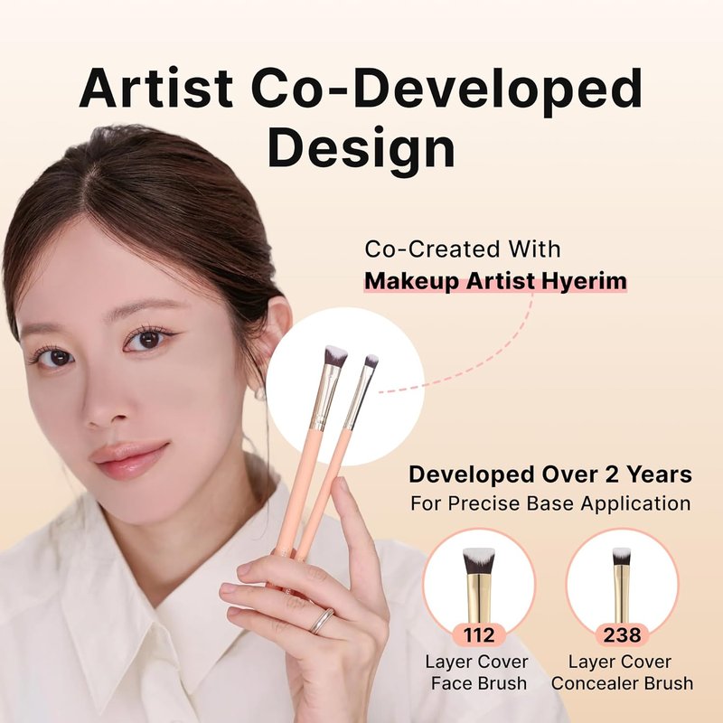 Intensive Duo Brush Set - Foundation & Concealer Brushes for Liquid/Cream | Soft Dense Bristles, Pore-Blur Base
