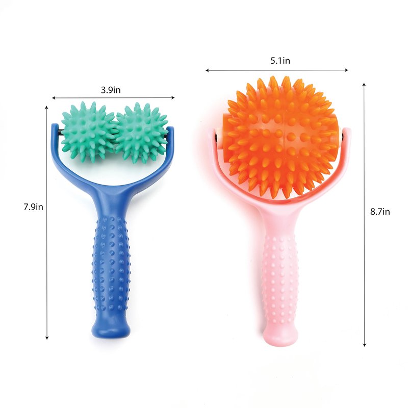 2PCS Handheld Spiky Massage Balls Rollers Compact and Portable Muscle Relaxation Tools with Handle-Deep Tissue for Pain Pressure Relief Whole Body Sensory Self Relax Massager Stick