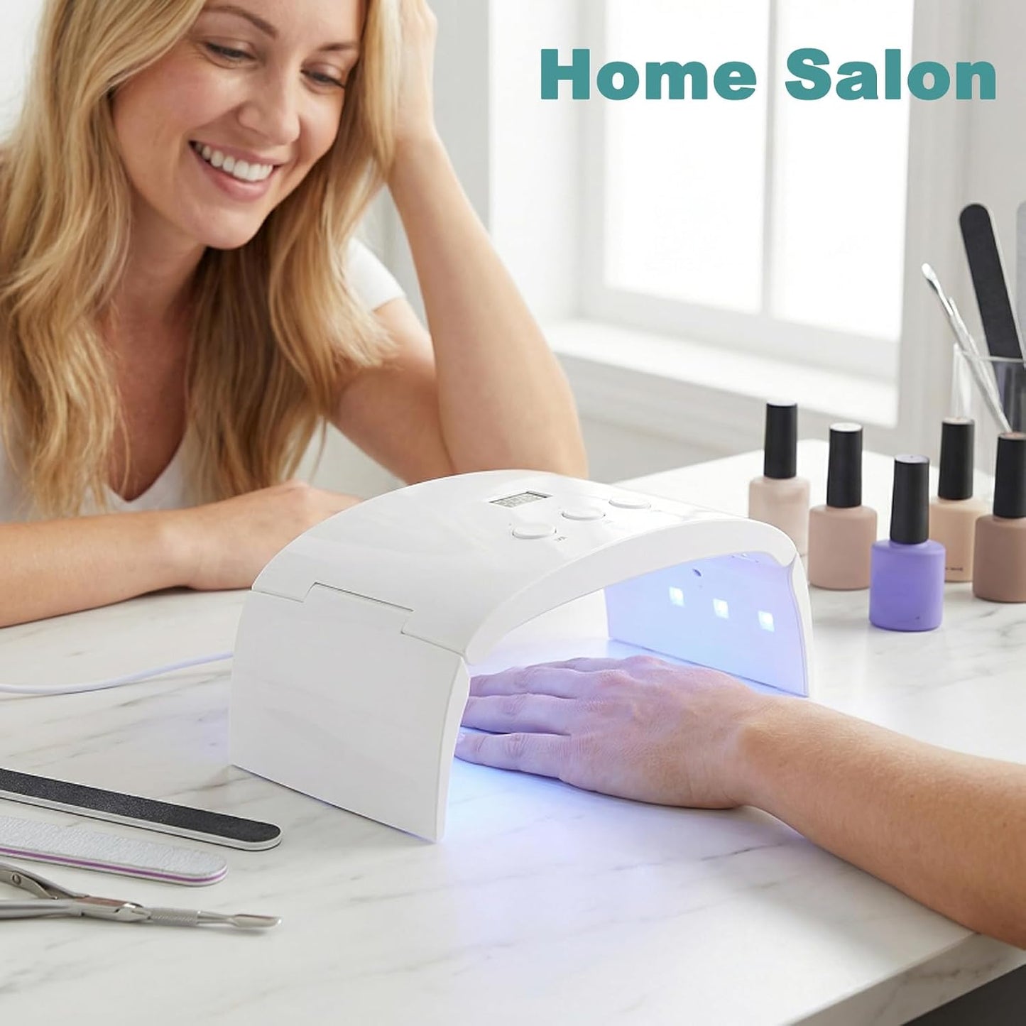 Skiennix UV LED Nail Lamp - Spacious Foldable Curing Light Dryer for Gel Nails | White