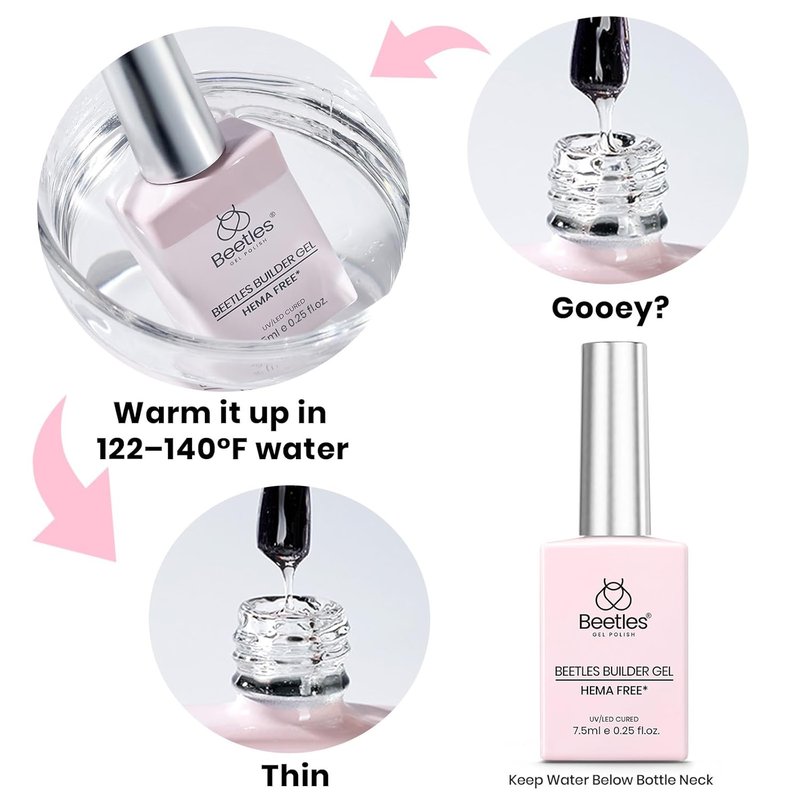 Beetles Builder Gel Set with Base Top Coat HEMA Free-Blush Whisper 4 Color Nude Builder Nail Gel,8 in 1 Thickening Strengthening Building Apex for Beginner DIY Salon at Home Gifts,UV & LED Lamp Cured