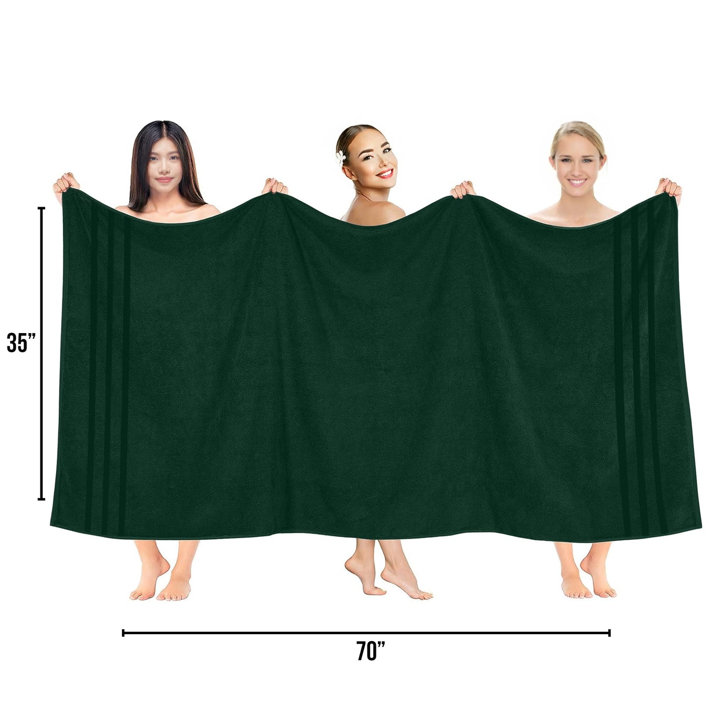 RIVERSIDE Pack of 2 Extra Large Bath Sheets 35 x 70 Inches, 100% Ring Spun Cotton, Hotel Quality, Oversized Bath Towels for Adults, Soft, Highly Absorbent & Quicker to Dry, Hunter Green