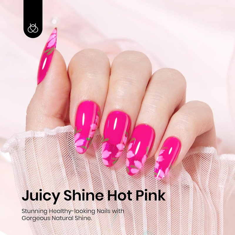 Hot Pink Gel Nail Polish - 15ML Neon Jelly Formula | Sheer Translucent Summer Color for Vibrant Manicures