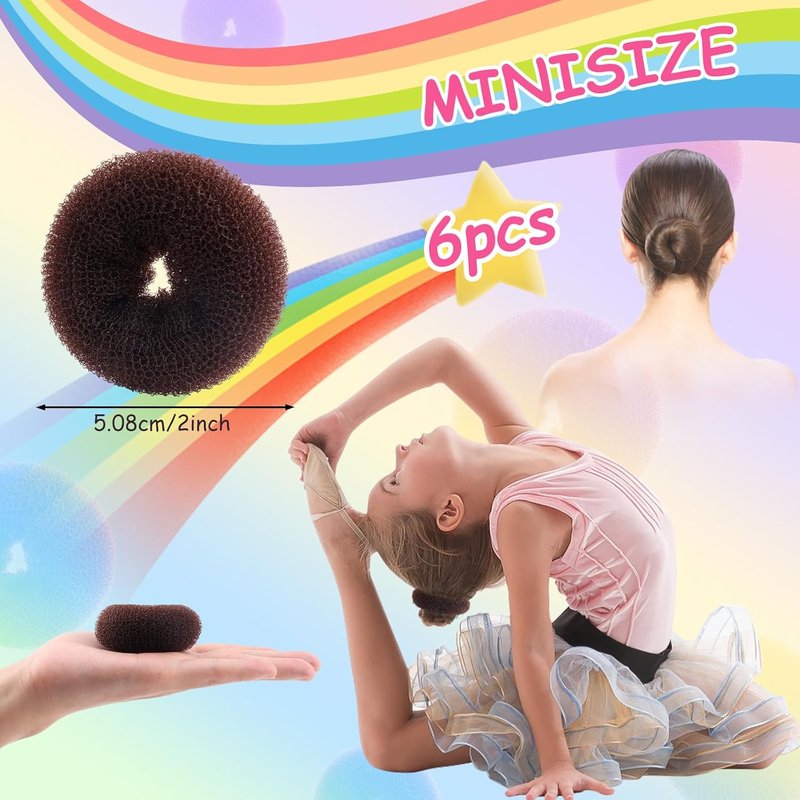 Hair Bun Maker for Kids - 2 Inch Extra Small Chignon Sock Forms | 6 PCS Bun Accessories for Teen Girls