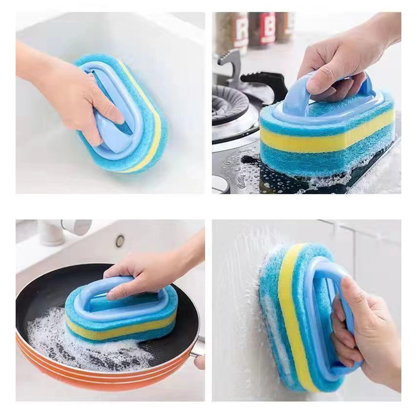 2pcs Household Cleaning Tools Quality Sponge Cleaning Brush with Handle Perfect for Daily Use in Kitchen Thick Sponge Brush