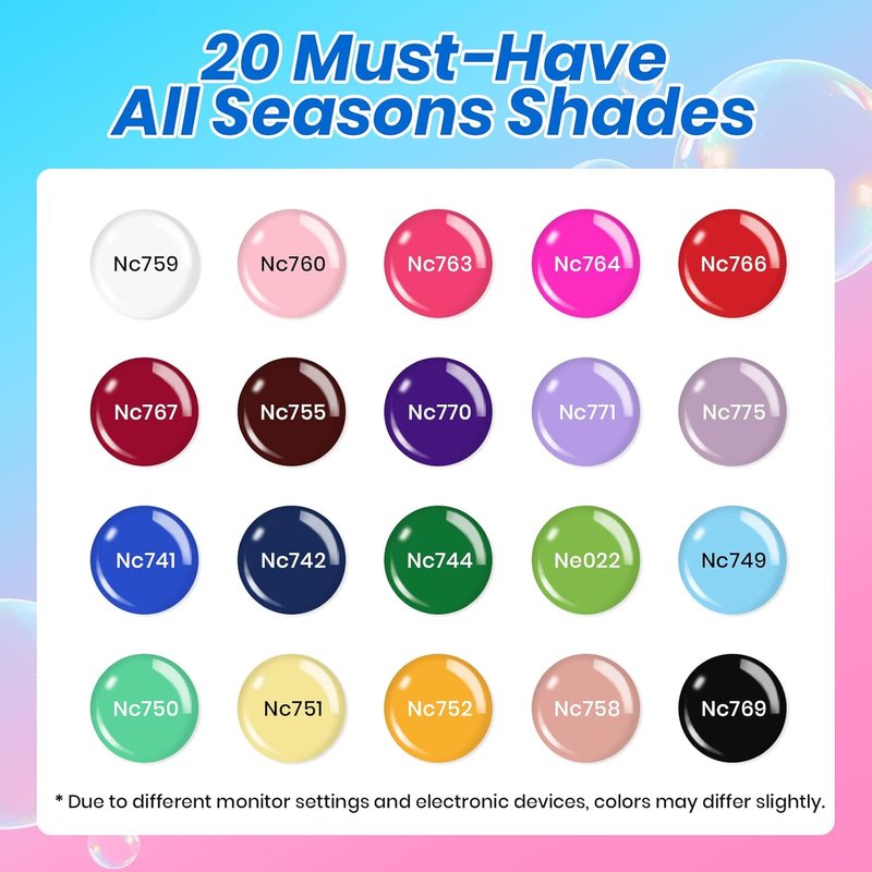 Beetles Gel Nail Polish Kit - 20 Vibrant Colors with UV Light | TPO & HEMA Free Base & Top Coat for DIY Nail Art