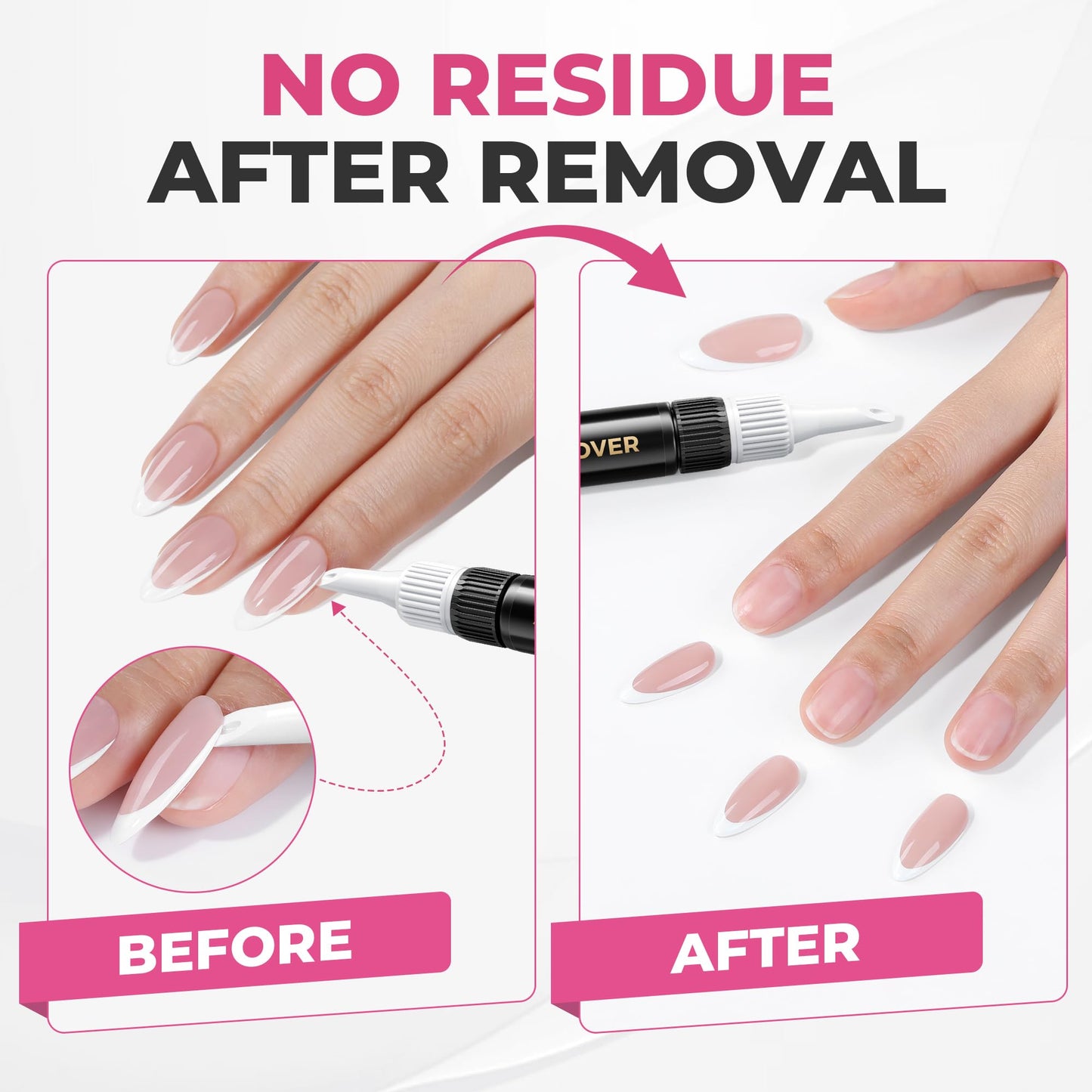 UNA GELLA 15g Semi Solid Nail Glue and 10ml Nail Glue Remover Kit for Press On Nails, No U V Light Needed Quick Dry Adhesive, Rotary Flow Control Debonder with Built-in Pry Bar Tip, 28+ Days Hold
