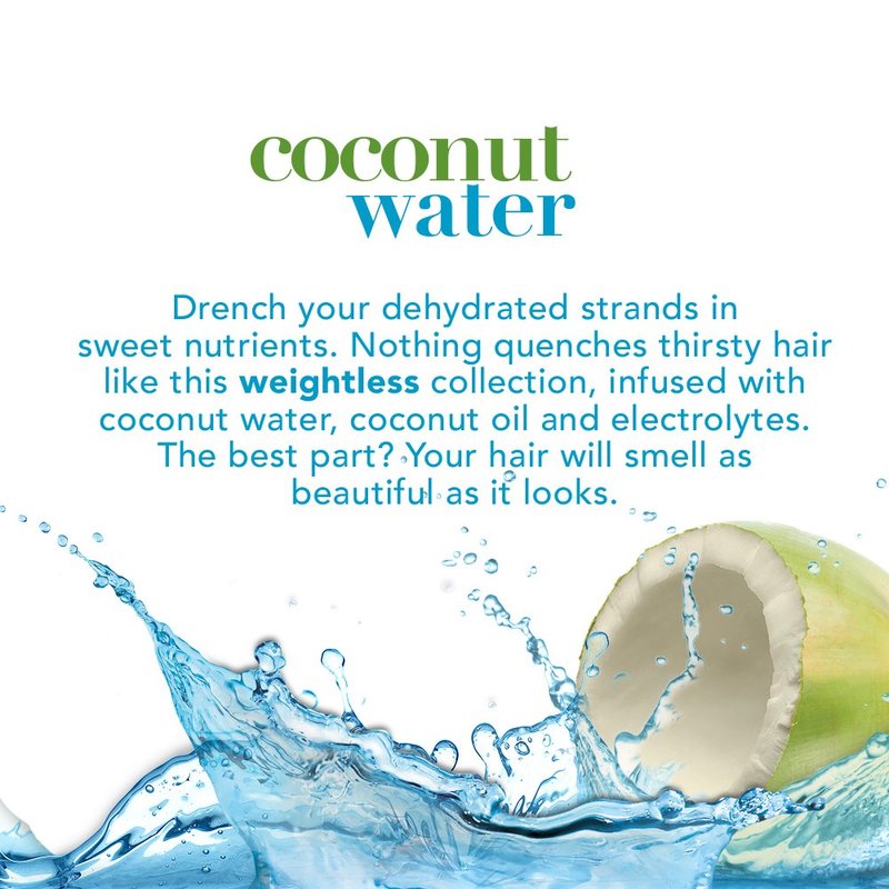 OGX Weightless Hydration + Coconut Water Shampoo, 13 Ounce Bottle, , Lightweight Hydrating Formula Sulfate-Free Surfactants