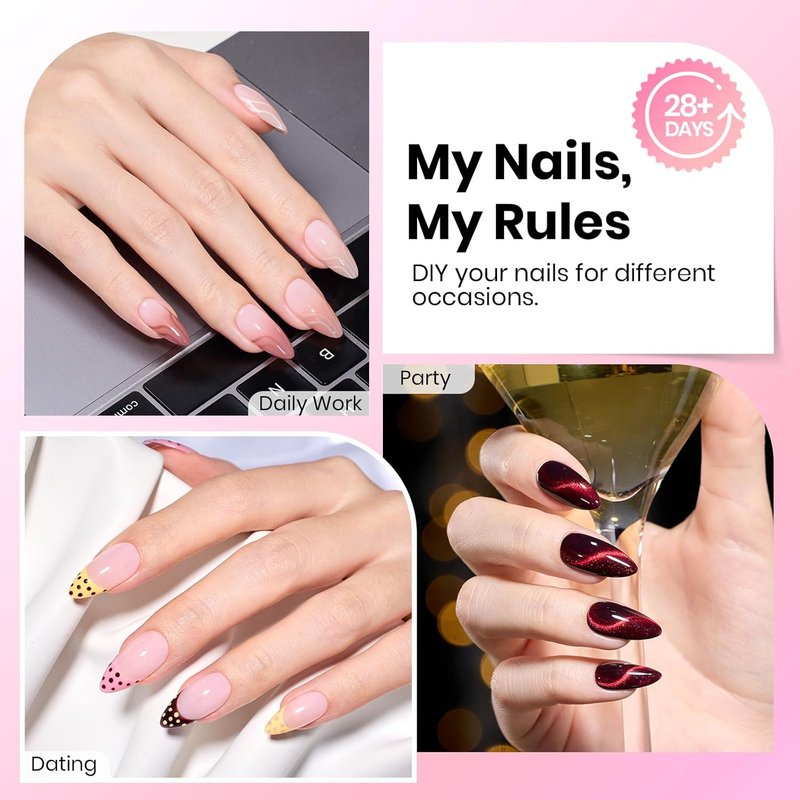 Beetles Gel Nail Tips - Almond Shape Medium Curve | 640pcs in 16 Sizes | Easy DIY Press-On Nail Extensions