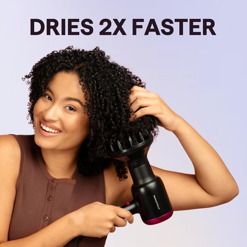 Ionic Hair Dryer for Curly Hair - 1875W Fast Drying Blow Dryer with Diffuser & 3 Attachments | Rose Gold