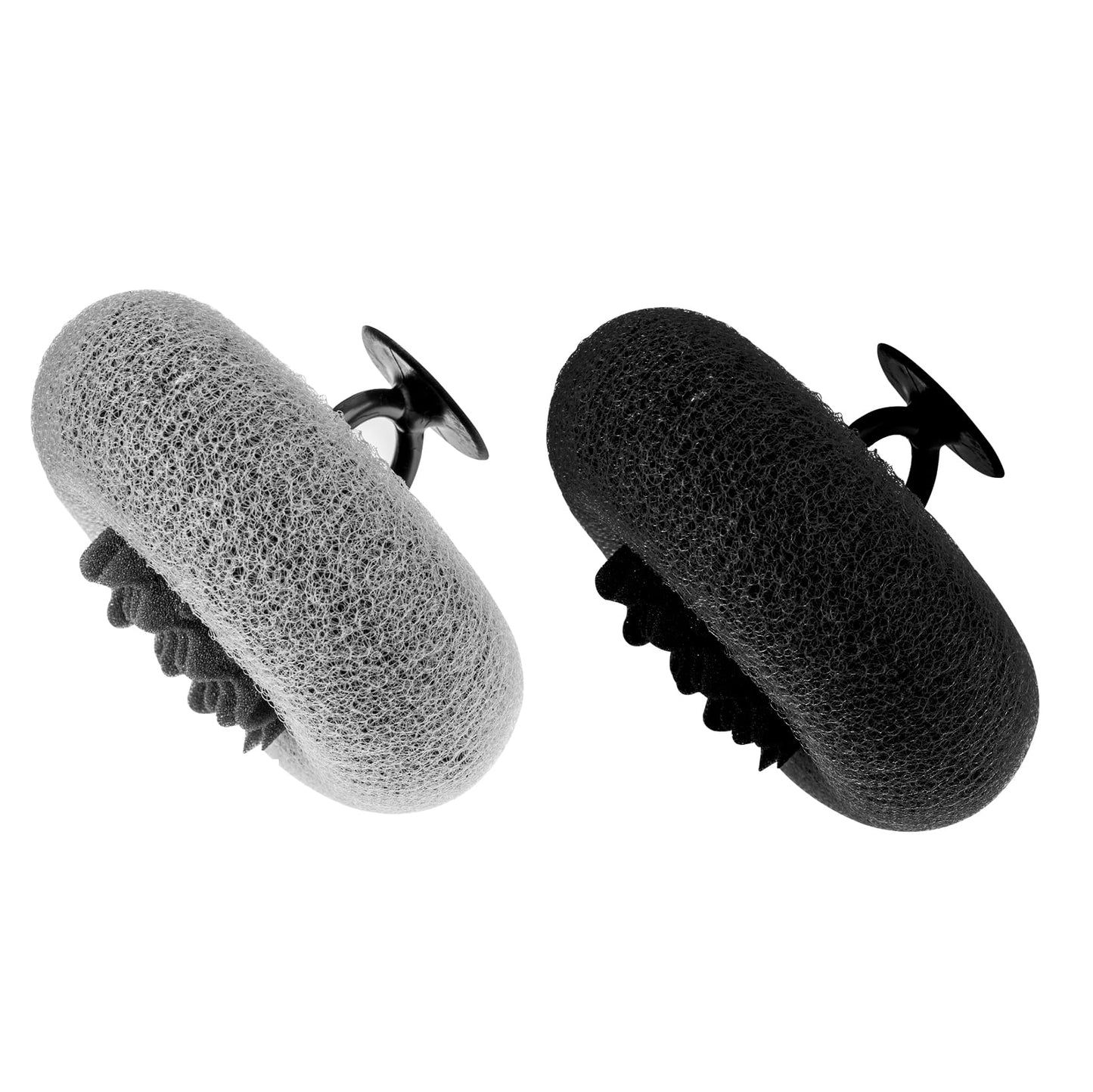 Super Soft Sunflower Suction Cup Bath Sponge loofah, 2026 Upgraded 2-in-1 Sunflower Ball Exfoliating Bath Sponge Cleaning Brush, Mesh Shower Body Sponge Accessories for Women, Men Shower (Black+Grey)