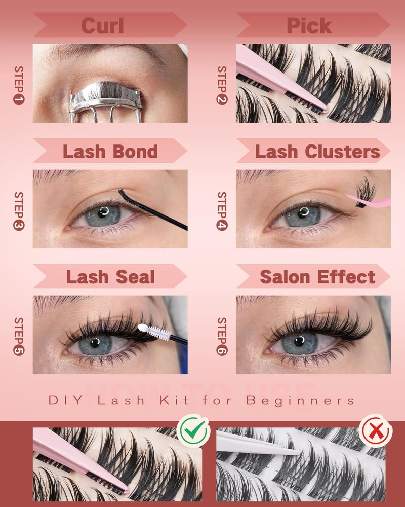 Focipeysa Wispy Lash Clusters Natural Eyelash Clusters Pestañas Postizas Naturales Spiky Manga Lash Extensions C Curly Individual Lashes 10-16mm with Bottom Lashes Clusters DIY Lash at Home