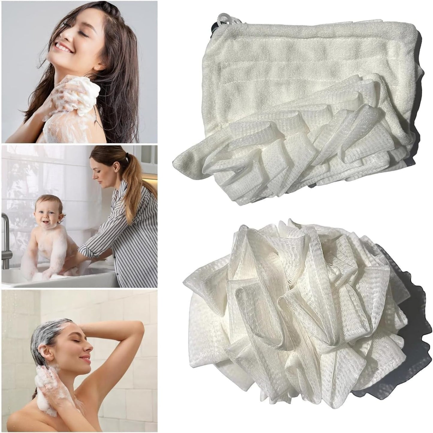 Wash Cloth Loofah Combo, The Soft Loofah and Washcloth, 2 in 1 Bath Loofahs Sponge, Loofahs Exfoliation, for Cleansing and Smooth Skin