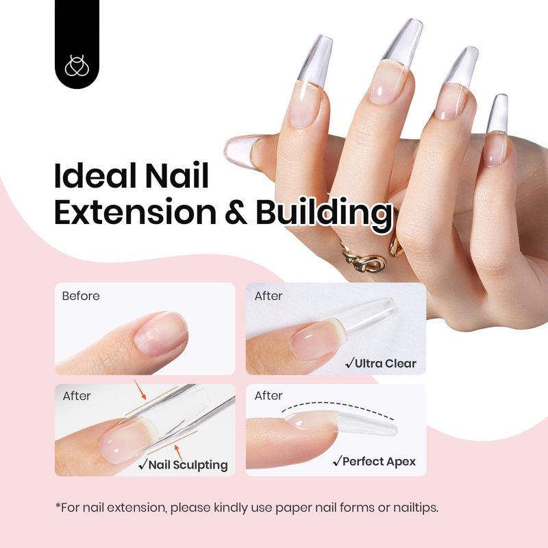 Beetles Low Heat Hard Gel Kit,Mint Sheer 2 Pcs Nail Extension,Sculpting,Building Apex for Salon Professionals,Clear Builder Nail Gel,UV & LED Lamp Needed