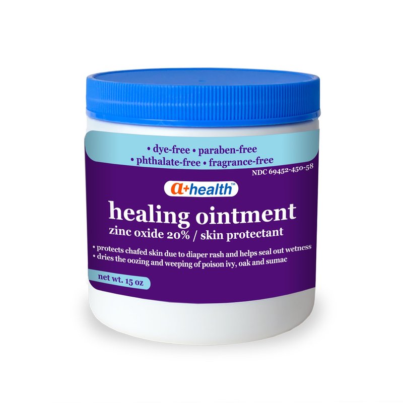 A+Health Healing Ointment Zinc Oxide 20%, Skin Protectant Barrier, 15 Oz Jar, Provides Relief and Treatment of Diaper Rash, Chafed Skin, Poison Ivy, Oak, Sumac for Adults and Babies, Fragrance Free