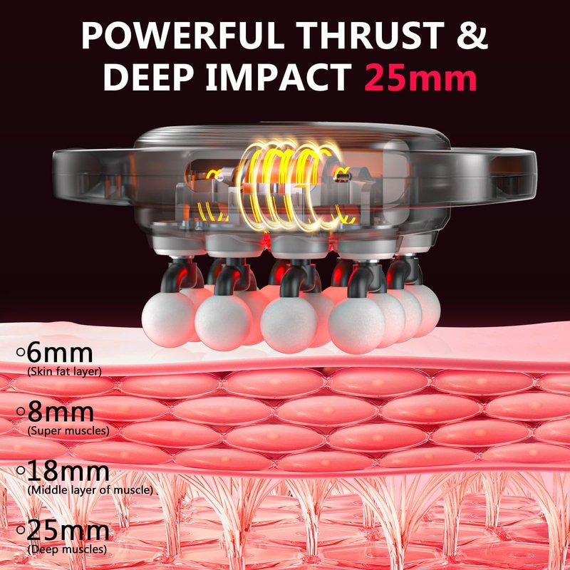 KOOTLEE Deep Tissue Massage Gun - 16 Heads Percussion Massager for Pain Relief & Muscle Relaxation | 3 Modes, 30 Intensity Levels