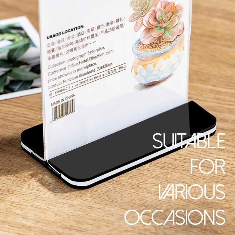 Acrylic Sign Holder - 12x8 Two-Sided Display Stand | 4 Pack Clear Menu Holder for Cafes & Events