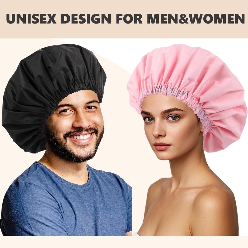 Adjustable Shower Caps for Women Men Reusable Waterproof Large Shower Cap for Men and Women Long Hair Braids