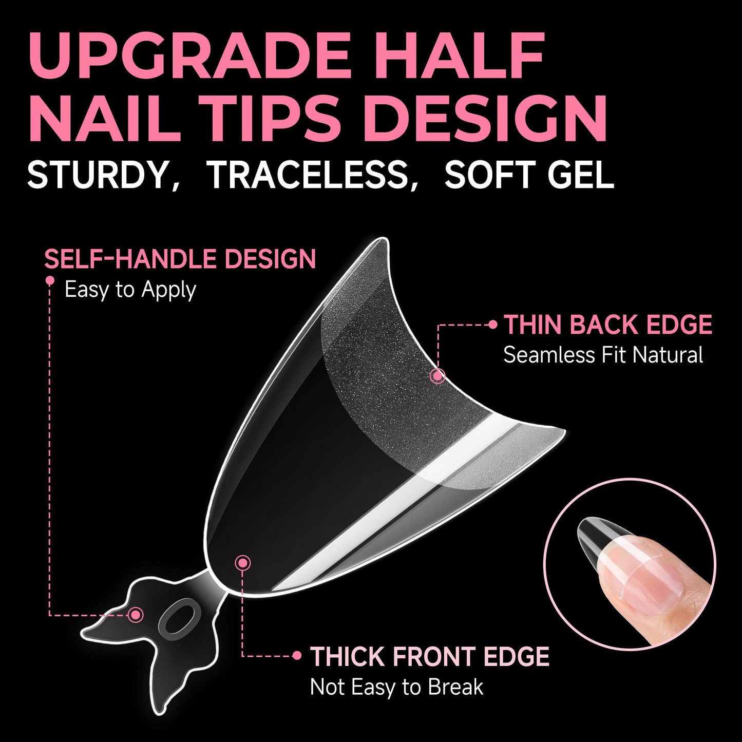 UNA GELLA Gel Nail Tips Almond Shape: 504pcs Medium Almond Nail Tips Half Cover Upgrade Soft Gel Matte Design for DIY Press On Nails Acrylic False Nails Tips 12 Sizes