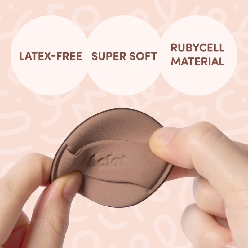 Éclat Makeup Sponge Set, 2 Pcs Air Cushion Puff, Latex-Free 100% Rubycell Blender Sponge, Wet & Dry Use for Liquid, Powder, Cream Foundation, Soft Oval Shape Professional Beauty Blending Applicators