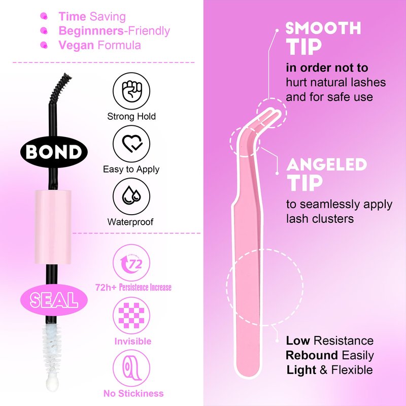 Pawotence Lash Extension Kit DIY 280pcs Individual Lash Clusters Kit 30D Natural 8-15mm Cluster Eyelash Extensions Kit with Lash Bond and Seal, Lash Tweezers for Self Use (30D, 0.07D, 8-15mm, Kit)