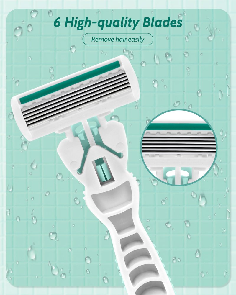 1 Travel Razors for Women with 12 Blade Refills, Green