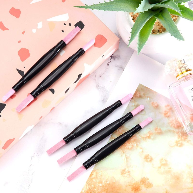 5 Pieces Pumice Stone Nail File Polishing Pen Stick Double-Headed Cuticle Pusher Remover Trimmer Buffer Pen Art Tools Household Beauty Salon Peeling Dead Skin Repairing