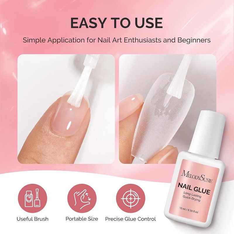 MelodySusie Nail Glue - Quick-Drying, Super Strong Adhesive for Press-On Nails | 10ml