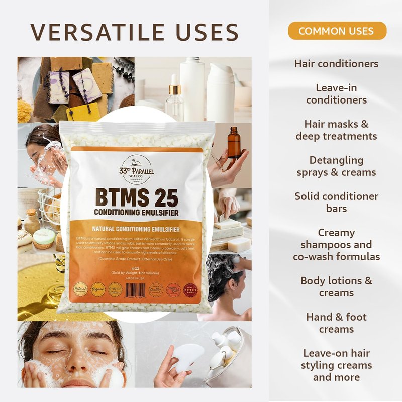 BTMS 25 Conditioning Emulsifier - Behentrimonium Methosulfate & Cetearyl Alcohol | 1 lb (16 oz)