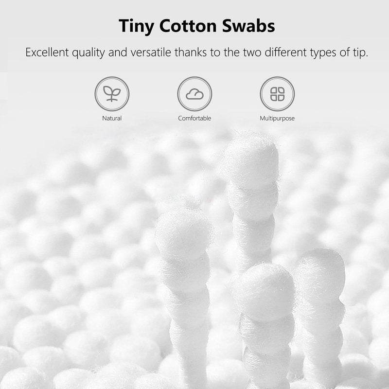 1000pcs Tiny Cotton Buds, with Round & Spiral, Suitable for Baby Ear Nose Clean,Cosmetics,Personal Hygiene