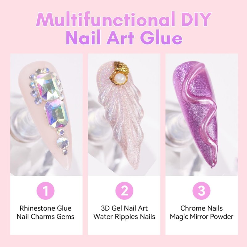 Makartt Rhinestone Glue for Nails: Super Strong Gel Nail Glue for Nail Charms Gems Decorations, 3D Gel Nail Art Bling Jewel Diamonds for Salon & DIY Manicure, 30ML UV Lamp Cured Need Beauty Gifts