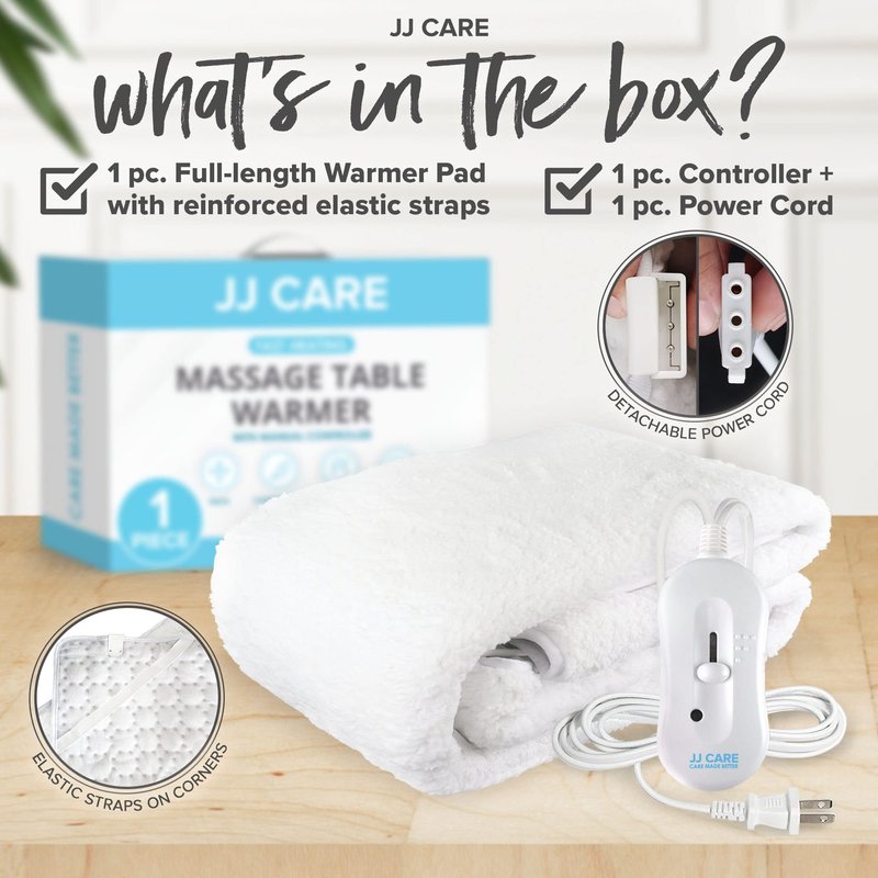 JJ CARE Massage Table Warmer 31"x71", Manual 3 Heat Control Fleece Pad, Heated Massage Table, 12 FT Cord, Overheat Protection
