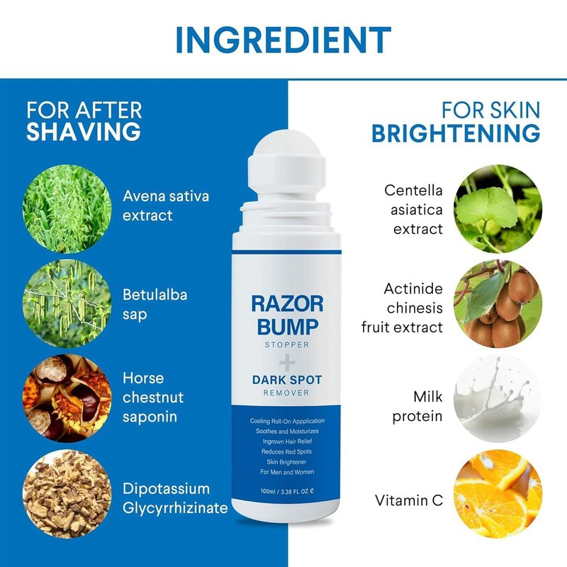 Razor Bump Stopper - Ingrown Hair Treatment for Men & Women | After Shave Solution, 3.38 Fl Oz
