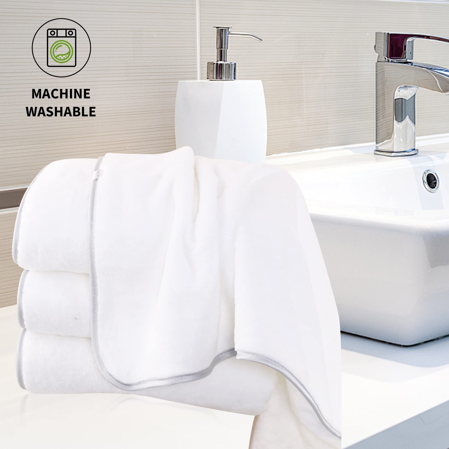 Cosy Family Microfiber 4 Pack Bath Towel Set, Lightweight and Quick Drying, Ultra Soft Highly Absorbent Towels for Bathroom, Gym, Hotel, Beach and Spa (White)