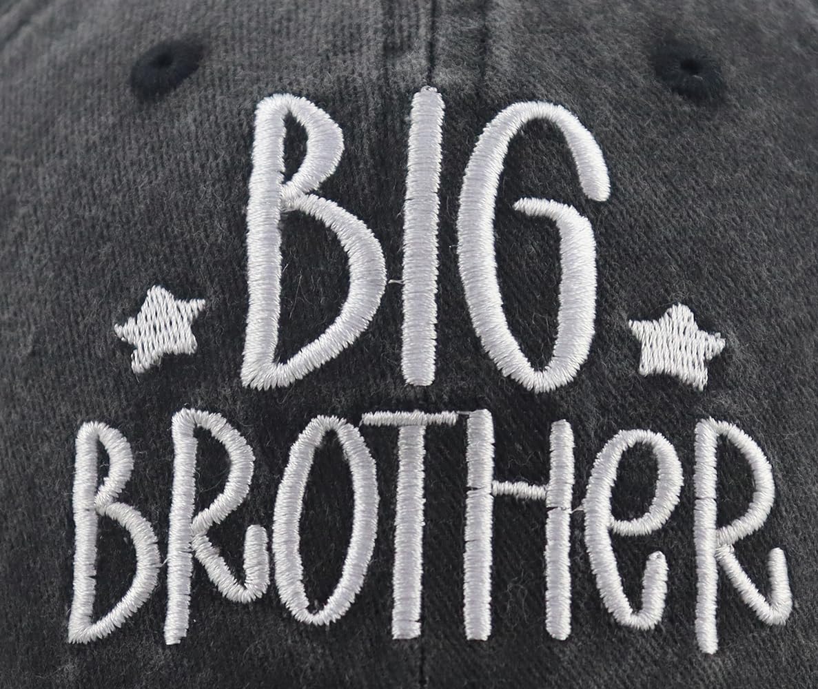 Big or Brother and Sister Hats for Boys Age 3-10 Year Old, Adjustable Embroidered Cotton Baseball Cap