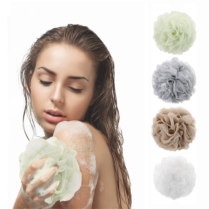 8 Small Mesh Pouf Bath Sponge - Mesh Loofah Body Exfoliating Shower Ball Shower Sponge