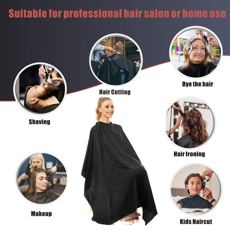izzycka 5 Pack Barber Cape for Men, Salon Large Hair Cutting Cape, 64"x56" Nylon Waterproof Haircut Cape with Adjustable Snap Closure Color Capes, Professional Stylist Hairdresser Apron Adults -Black