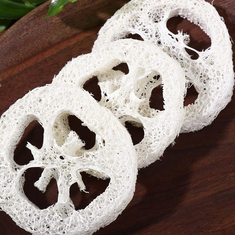 20pcs Natural Loofah Slices of 2in, Reusable Natural Loofah Cuts for Cleaner Sponge Scrubber, Facial Soap Holder and Handmade Loofah Soap Box Tools