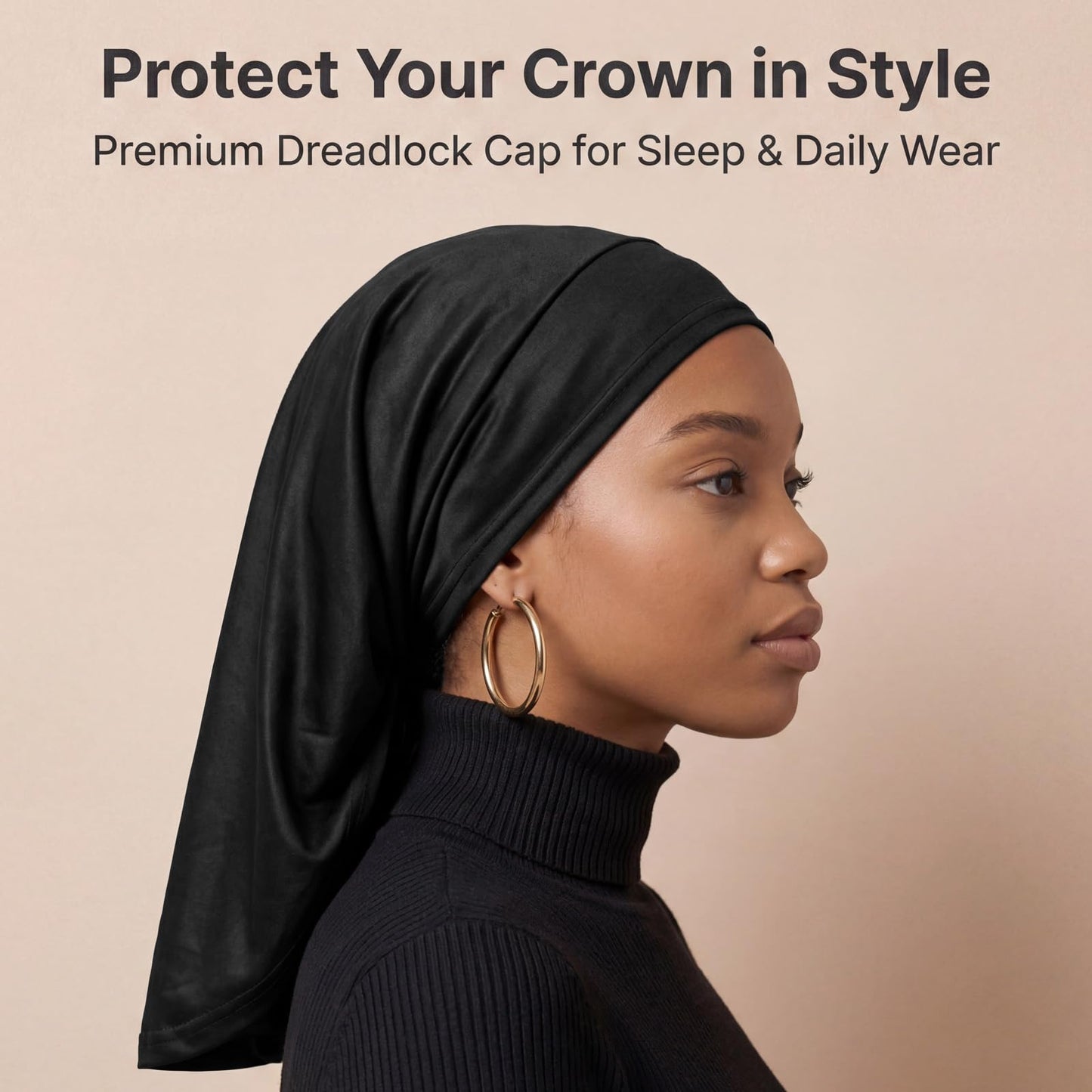 Hadnves 2 Pcs Jumbo Dreadlock Cap Wide Elastic Long Hair Dreads Head Wrap Loc Wraps Sleeping Cover Bonnet Hair Accessories for Unisex Men Women Stocking Sleep